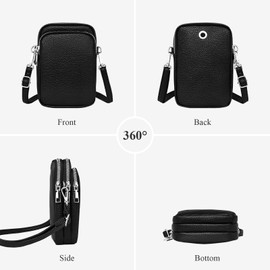 WITERY Small Crossboby Bag for Women - Triple Zip PU Leather Crossbody Phone Purse Lightweight Shoulder Bag, Ladies Multi-Pocket Purses Cell Phone Bags Handbags Mini Travel Purse with Adjustable Strap