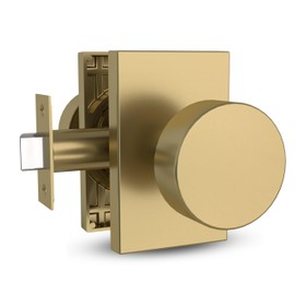 Mega Handles - Laura Passage, Door Knob for Hallway, Closet and Bathroom, Reversible Heavy Duty Design Door Knobs, Fits All Standard Door Sizes, Screws Included - Satin Brass (1 Pack)