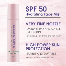 "MAMATOPIA Bruma protectora solar mineral natural, no irritante, sin aceite e hidratante extrafuerte de 's Skin Care, FPS 50, rosa claro