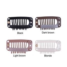 24 pcs/lot 32mm 9-teeth Hair Extension Clips Snap Comb Clips Metal Clips Wig Clips Hair Clips for Wigs Hair Extensions Hairpiece Wig Accessories Clips with Rubber Silicone Back (Blonde)