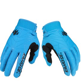 EXCEREY Spider Web MTB Motorcycle Biking Cycling Gloves Full Finger Off-Road Racing Gloves for Men Women & Mountaineering (Blue, Size S)