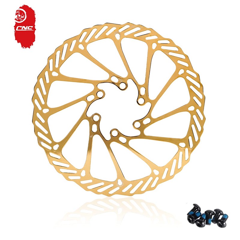 CNC Bike Disc Brake Rotor 160mm，MTB Brake Rotor With Bolts，2pcs（Gold）