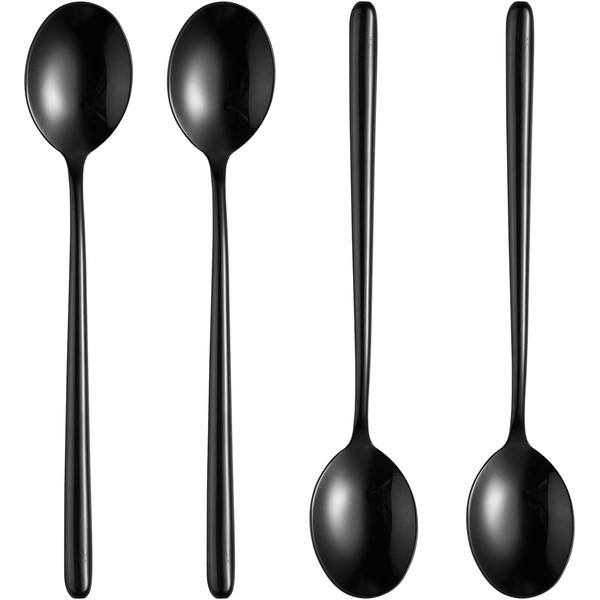 Korean Long Handle Soup Spoon, Steel Soup Spoon, Long Handle Soup Spoon, Set of 4, 21.6 x 4 cm