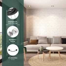 ledscom.de Fere Ceiling Mounting Frame Round Swivelling Matt Black Pack of 12