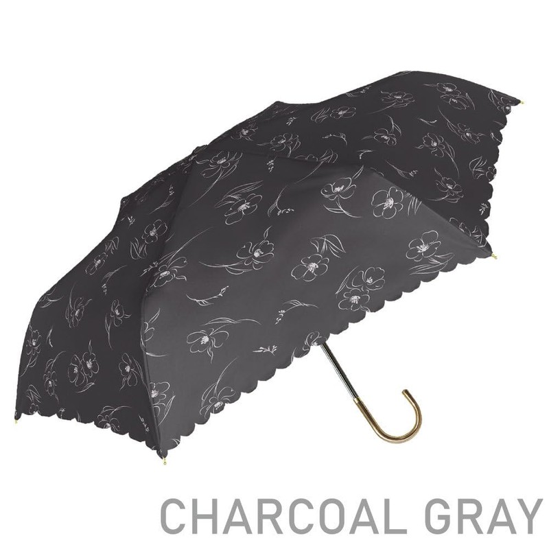 Nakatani Natural Basic Folding Umbrella, UV Lyrica, Charcoal Gray [924-055],