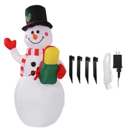 1.5m Inflatable Christmas Snowman Colorful Light Windproof Rope Automatic Blow Up Snowman for Decoration 100‑240V US Plug