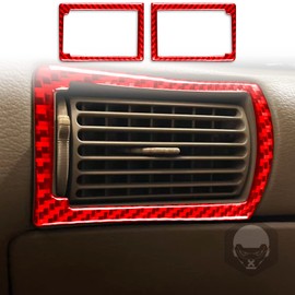 Carbon Fiber Woven Texture Center Console Both Side Air Vent AC Outlet Frame Trim Interior Compatible with Ford Mustang 1994 1995 1996 1997 1998 1999 2000 2001 2002 2003 2004 Accessories