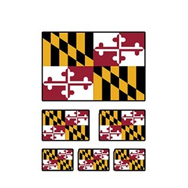 MAGNET 6 Pcs Assorted Maryland Flag State Marylander Md Magnetic Vinyl Car Fridge Sticks to any Metal Surface 5"