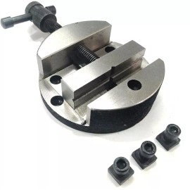 A.D. International Round Vise Vice for 3" & 4" Rotary Table + 3 Fixing Tee Nut-Milling Tool- (USA) - 100 mm