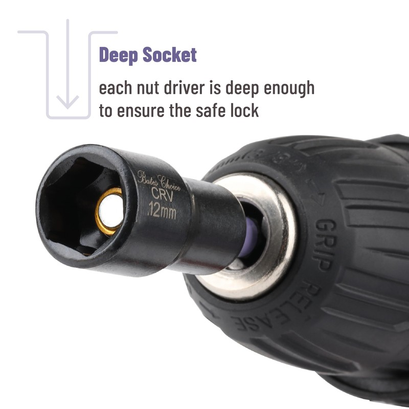 Bates- Magnetic Nut Driver Set, 21 pcs, 1/4" Hex Shank,