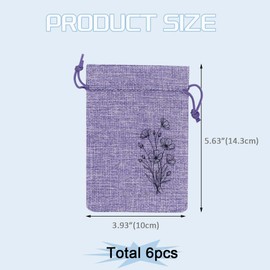 6Pcs Small Sachet Bags, Sachet Bags Empty for Lavender with Drawstring, Embroidered Canvas Empty Sachets Bag, for Spices, Jewelry, Candy, Lavender Buds, Purple