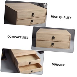 Cabilock Wooden Box Drawer Sundries Organizer Container Multipurpose Desktop Box for Office Dorm Home 2 Layers