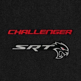 Lloyd Mats Heavy Duty Carpeted Floor Mats for Dodge Challenger RWD 2019-2023 - Red Challegner + Red Eye Hellcat (Charcoal, 2PC - Fronts)