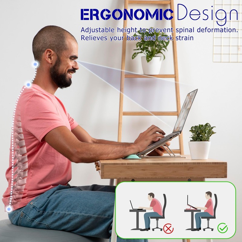 POWERSUP Laptop Stand for Desk, Adjustable Laptop Stand with 8