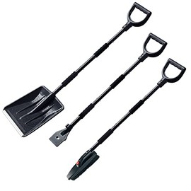 Snow Shovel Kit, multifun 3-in-1 Snow Shovel with Ice Scraper and Snow Brush, 3 Piece Collapsible Design Portable Emergency Snow Shovel Set for Car Truck Camping and Other Outdoor Activities