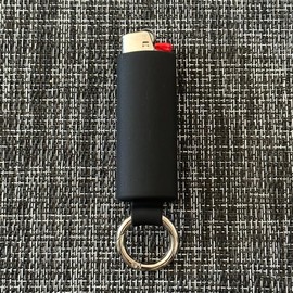 Lighter Holder for J6 BIC Lighters. Silicone case has a Spring Clip Attached to Easily Secure Your Lighter to Any Bag, Key Ring or Belt Loop. (Black)