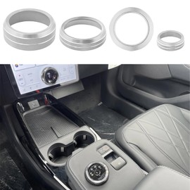 ZOXOQ Volume Knob Cover Fit for Ford Mustang Mach-E Accessories 2021 2022 2023 2024 Center Console Engine Start Stop Button Ring Headlight knob Cover Gear Shift Switch Control Cap 5PCS (Silver)