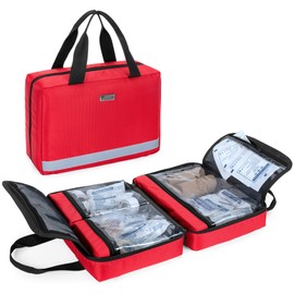 Trunab Small First Aid Kit Bag Empty Portable Emergency Kits Trauma Bag, Ideal for Car, Home, Camping and Hiking, Red, Bag ONLY - Patented Design