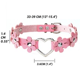 JJDreams Choker Leather Women's Gothic Choker Heart Black Choker Collar Flower Emo Jewellery, Faux Leather, No Gemstone