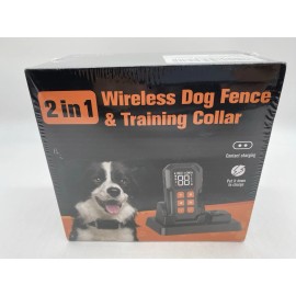 2in1 2 in 1 Wireless Dog Fence & Training Collar 1000 Feet Waterproof