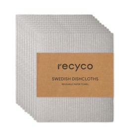 RECYCO Swedish Dishcloth 10 Packs,Eco-Friendly Sweden Kitchen Dish Cloth,Super Absorbent Cleaning Cloth Reusable Cellulose Sponge Cloths for Washing Up,Grey