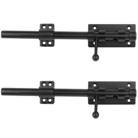 OTTFF 2 Pack 12" Black Slide Bolt Gate Latch, 304 Stainless Steel Solid Barrel Bolt for Barn Fence Shed