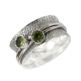 JEWELSTREZORO Peridot Edelstein Spinnerring 925 Sterling Silber Meditationsring Männer & Frauen Spinnerring Geschenkartikel Schmuck TSR151B_70 (22.3)
