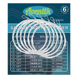 Aventik Fly Fishing Tapered Leader Pre-Tied Loop Fishing Leader Line Fathers Day Dad Gifts 12FT 6 Pack Tensile Strength- Abrasion Resistance- Low Memory Freshwater Saltwater(12FT-6pcs, 12FT-26LB)