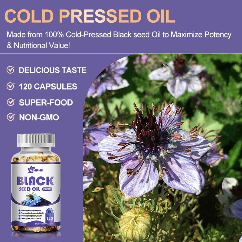 ZHPHK 120Pcs Black Seed Oil Pill - 100% Pure Organic