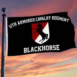 11th Armored Calvary Regiment Flag Blackhorse Flag Banner 3x5Feet Outdoor Indoor Decoration Flag Double Stitched Polyester with Brass Grommets (Black)