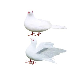 Milisten Artificial Feathered Pigeons Birds Fake Pigeons Artificial Craft Foam Birds for Home Garden Wedding Decorations Pack of 2