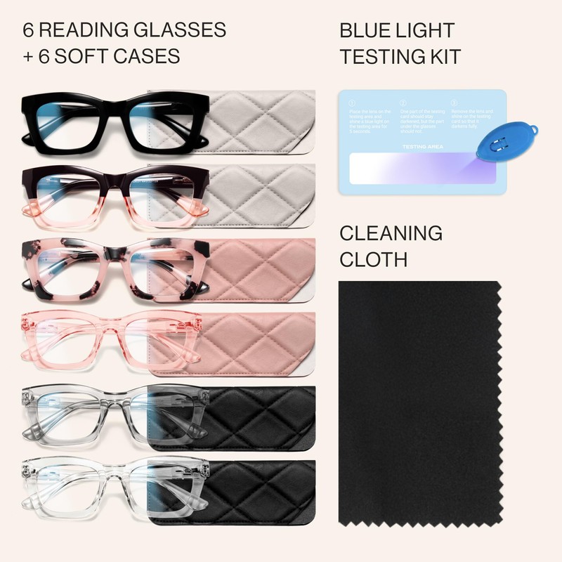 CCVOO Reading Glasses for Women, Stylish Eyeglasses, Blue Light Readers