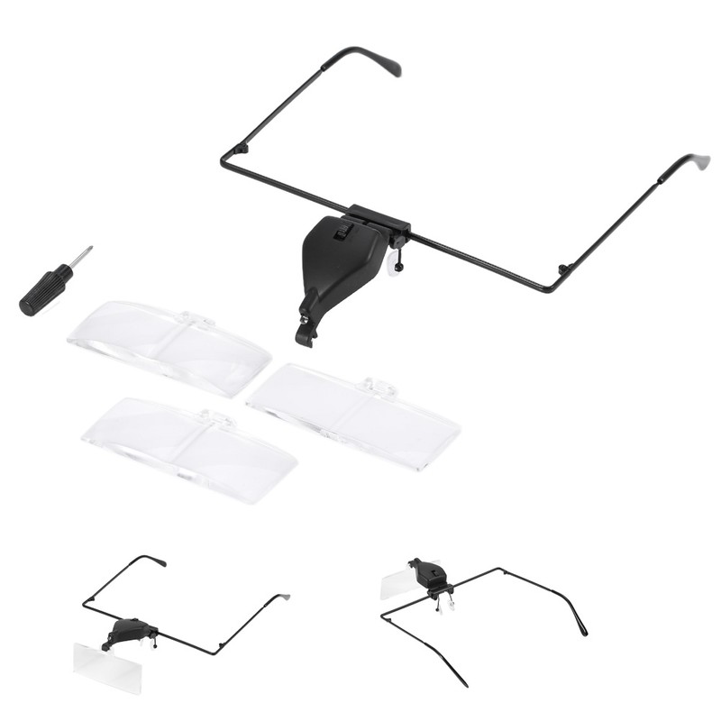 1.5X 2.5X 3.5X Eyeglass LED Magnifier Hands Free Head Eyelash