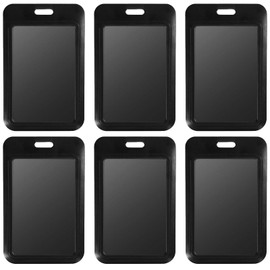 6 Pack Sliding ID Badge Holder, Hard Plastic ID Card Holder with Clear ID Window for Office School Nurse Work Badge, Access Cards and Driver’s Licenses