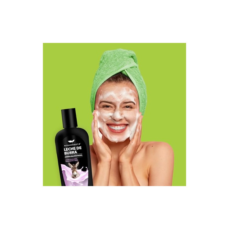 Shanatural's Jabón Líquido Facial Leche de Burra, Hidratación Intensa, Limpieza
