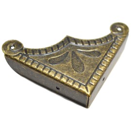 12 Pcs Bronze Corner Protectors Decorative Safety Guards Metal Covers Vintage Right Angle Bracket for Furniture Corner Desk Table Edge Wooden Chest Case Box Medium (Side Length:1-7/8", Height:5/16")