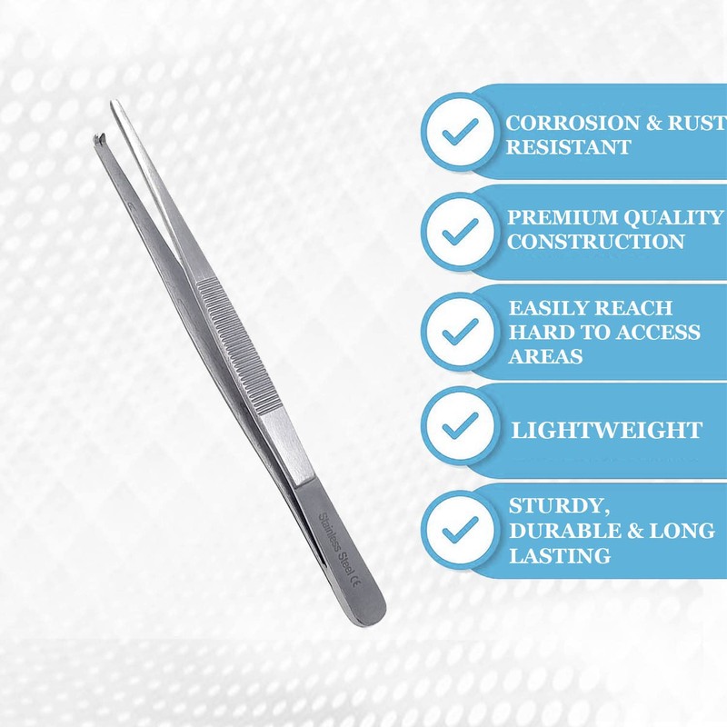 Specimen Spec Jar Forceps 4.5" (11.43cm), Blunt 1x2 Rat Tooth