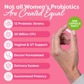 Probulin Womens Probiotic - Vaginal, UT, Gut & Immune Health with Lactobacillus Reuteri - 20 Billion CFU, 12 Probiotic Strains & Prebiotics - 60 Vegan, Gluten Free Capsules for Whole-Body Wellness