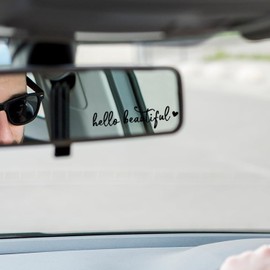 3 x Hello Beautiful Car Mirror Decal - Rearview Mirror Decal, Car Window Decal, Affirmation Car Stickers, Vinyl Car Decals Car Accessories