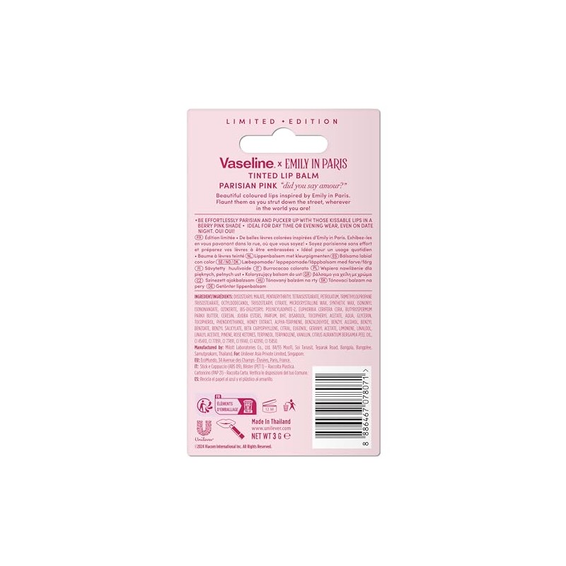 Vaseline Emily in Paris Bálsamo Labial Color Rosa Parisian Pink