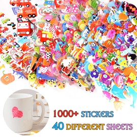 TUPARKA 1000+ 3D Stickers Puffy Stickers 40 Different Sheets Craft Stickers for Kids Scrapbooking Bullet Journals