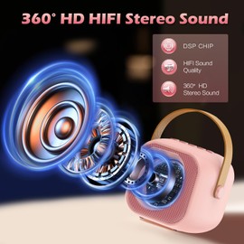 Mini Karaoke Machine for Kids Girls, Kids Karaoke Machine with 2 Wireless Microphones and LED Lights Toys for Christmas Birthday Party, Gifts for 4 5 6 7 8 9 10 11 12 Years