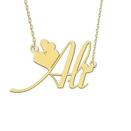 GR35Z9 Ali Name Necklace Love Heart Pendant Necklace Dainty Stainless Steel Jewelry for Women