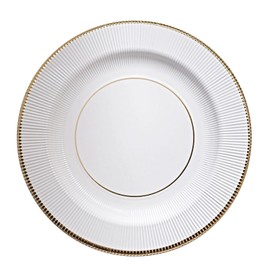 25 White 13-inch Round Disposable Paper Charger Plates Gold Metallic Trim for Weddings Parties Birthdays Receptions Events Catering Buffet Dinnerware Tableware Decorations