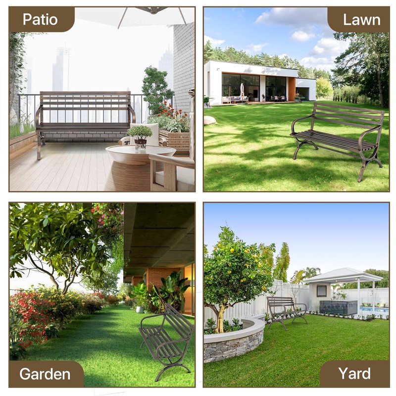 MoNiBloom 50" Patio Bench for 2 Person, Metal Frame Patio