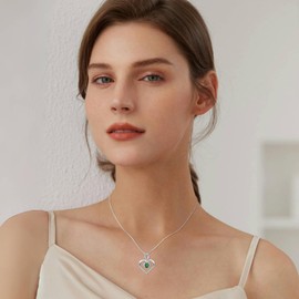 Lwsary Love Heart Pendant Necklace 925 Sterling Silver Infinity Necklace May Birthstone Necklace Emerald Jewelry for Women