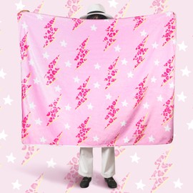 Pink Preppy Throw Blanket Cute Flannel Soft Blanket Plush Fuzzy Cozy Blanket Preppy Bedding Stuff Preppy Room Decor for Dormitory Living Room 50" x 60" (Leopard Lightning)