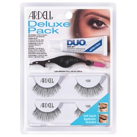 Ardell 2 x Pairs of Real Hair Eyelashes with Duo Eyelash Glue and Easy Applicator for Attaching False Eyelashes, Deluxe Pack for Perfect Eyelashes, 26 g