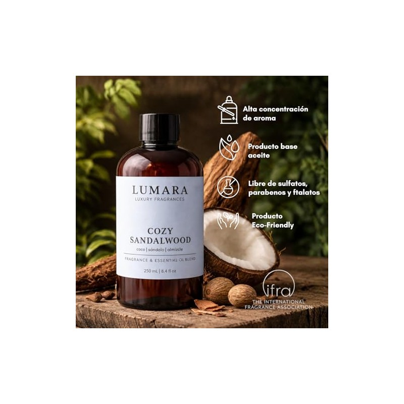 LUMARA | Esencia Ambiental aroma coco y sándalo | Difusión