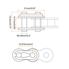 sourcing map 8Pcs 10B-1 Roller Chain Connecting Links 15.875mm Pitch Carbon Steel Master Connector Link, Chain Master Links for 10B-1 Chain